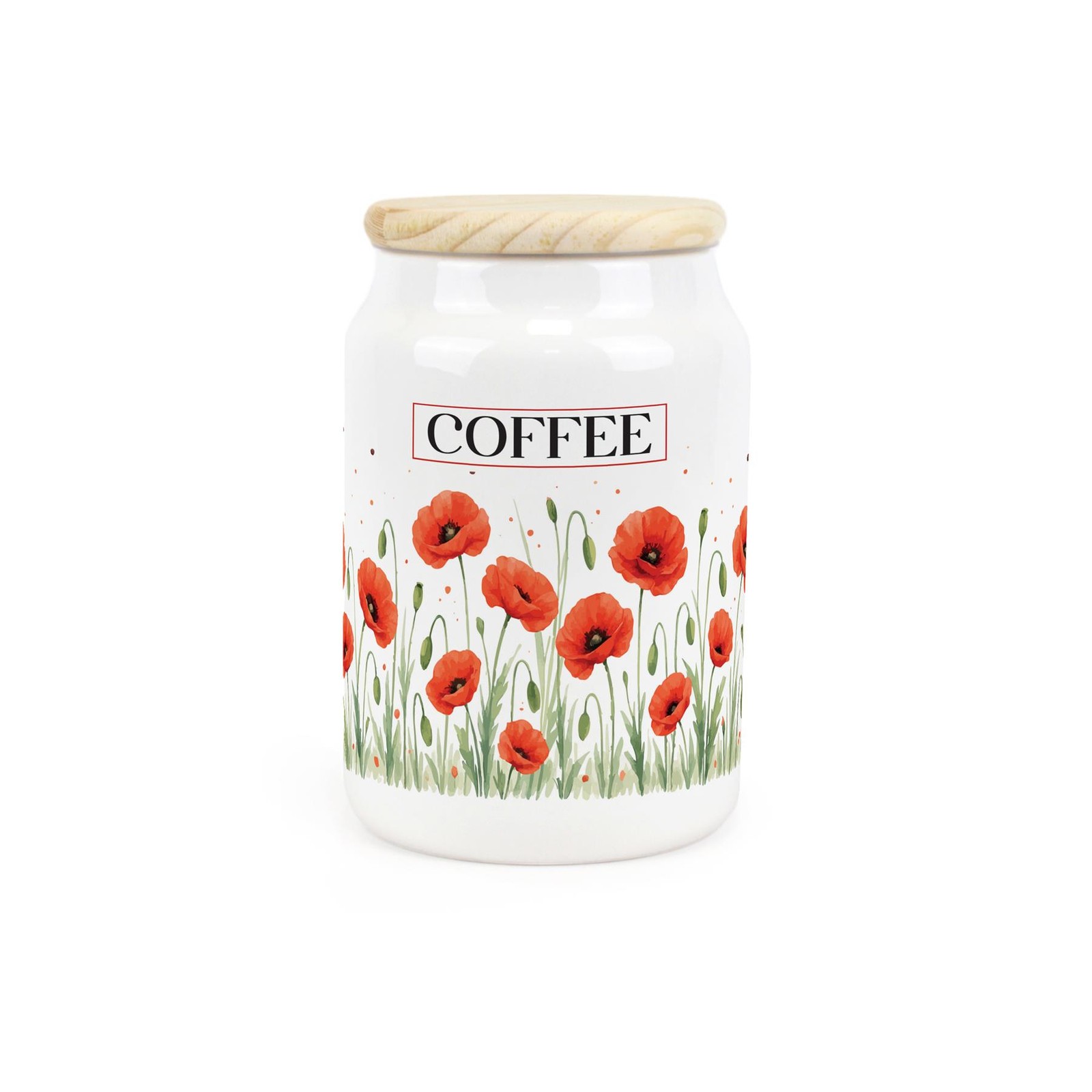 Ceramic Tapered Summer Poppies Coffee Canister - Floral Kitchen Container