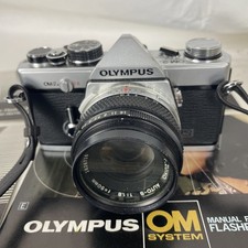 Olympus OM-2N 35mm SLR Film Camera w/ Bag 49mm 28mm Lenses Manuals Untested