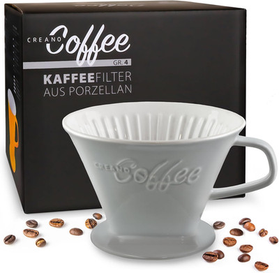 Porcelain Coffee Dripper Stone Grey - Ceramic Cone Brewer - Pour over Coffee Mak