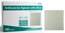 Areza Silver Calcium Alginate Antibacterial Wound Dressing Pads – Sterile, No...