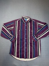 Wrangler Mens Pearl Snap Brushpopper Cowboy Western Shirt Sz Medium