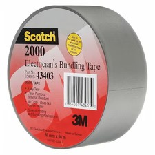 3M 2000 Electrical Tape, Vinyl, Gray, 50 Yd L, 2 In W