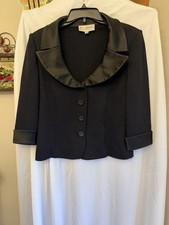 St. John Evening Knit Blazer Jacket Size 6 Black Jewel Button Accents