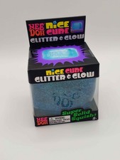 Nee Doh Needoh Nice Ice Cube Glitter Glow Blue Stress Sensory Fidget Toy Squeeze