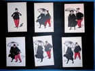 Set of 6 different postcards illustrators The military and the priest