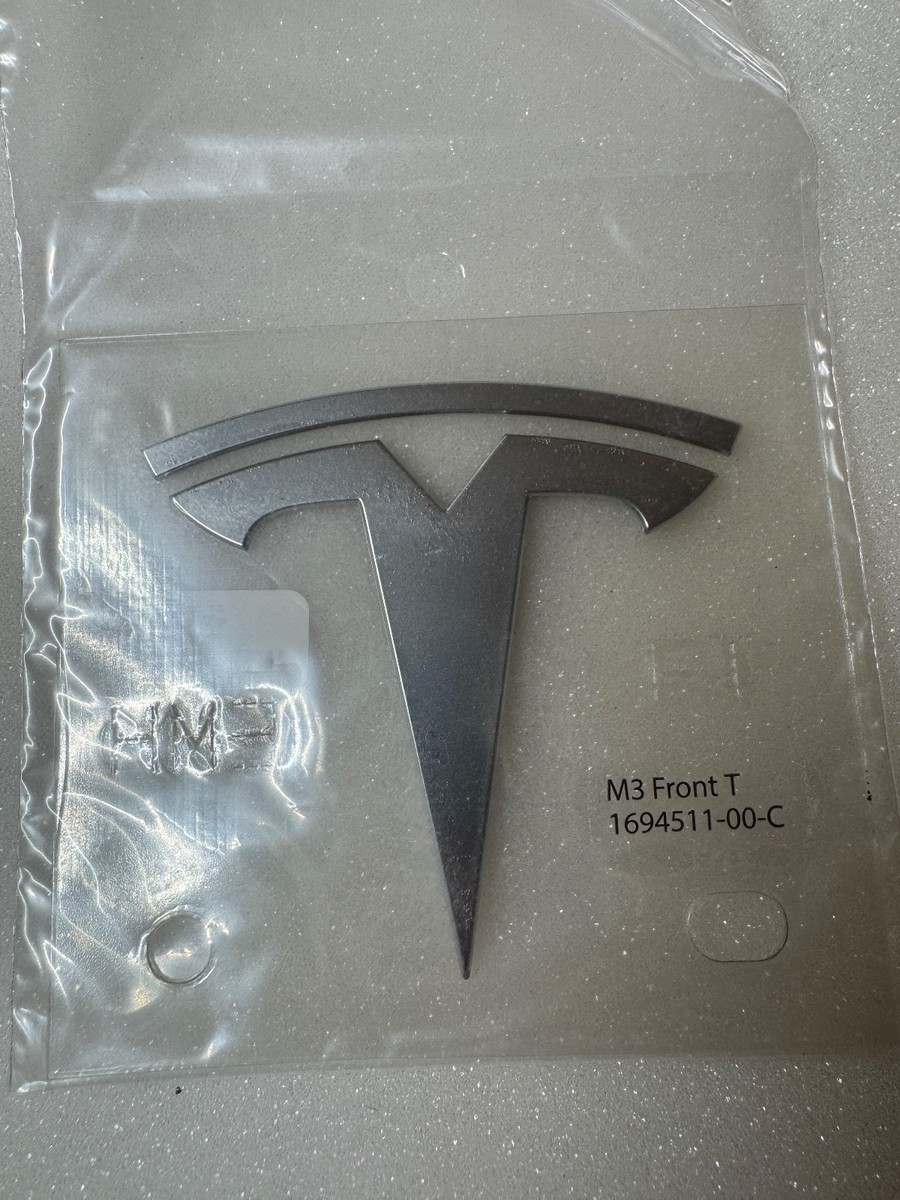 NEW OEM 24-26 Genuine Tesla model 3 Front T-Badge chrome 1694511