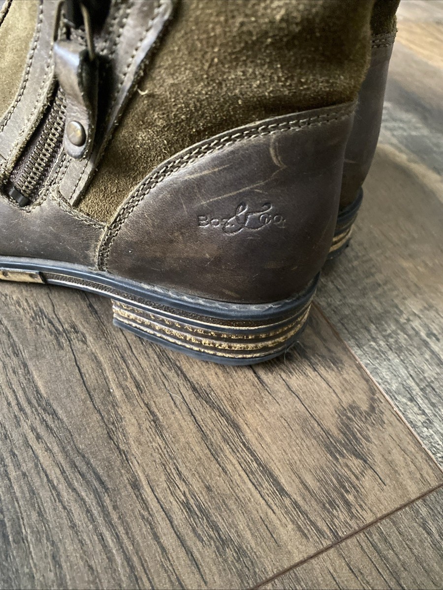 Bos & Co US W Sz  6.5 EU 39 Strive Olive Leather Bootie Zip Boho Millennial View 4