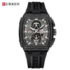 CURREN Men Rectangle Watch Chronograph Wristwatch Fashion Silicone Sport Watches