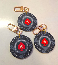 PokerStars European Poker Tour EPT 3 x Poker Chip Style Keyrings Black