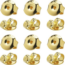 12PCS 925 Silver Earring Backs Replacements, 18K Gold Plated Hypoallergenic Earr