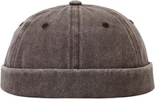 Docker Hat for Men, Retro Docker Cap Worker Sailor Cap No Brim Hat, Summer Brim