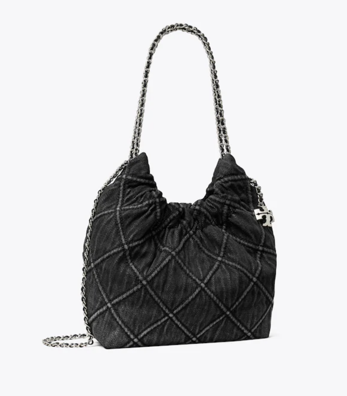 NEW Tory Burch Women Fleming Mini  Hobo Bag Denim Black_TB63D3LFM4_Expedited