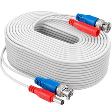 60ft BNC Video Power Cable for CCTV Security Camera DVR System White 4 Pack