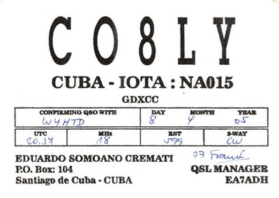 Santiago de Cuba CO8LY QSL Radio Postcard