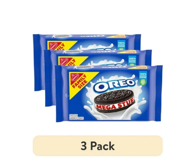 (3 Pack) OREO Mega Stuf Chocolate Sandwich Cookies, Family Size, 17.6 Oz