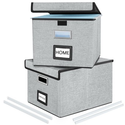 Huolewa Upgraded Collapsible File Storage Organizer Boxes with Lids, Portable...