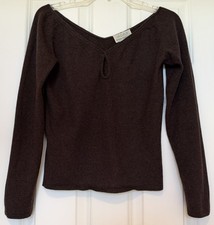Berk Burlington Arcade Brown Cashmere Blend Keyhole V Neck Sweater Size 42 ITALY