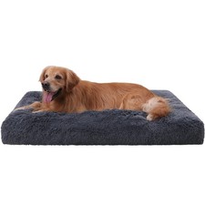 Vonabem XL Jumbo Dog Bed, 48" Plush, Washable, Waterproof Cover, Dark Grey