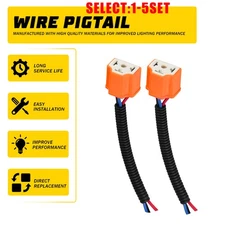 H4 Female Ceramic Bulb Socket Wire Pigtail Extension Harness Headlight 2-10X