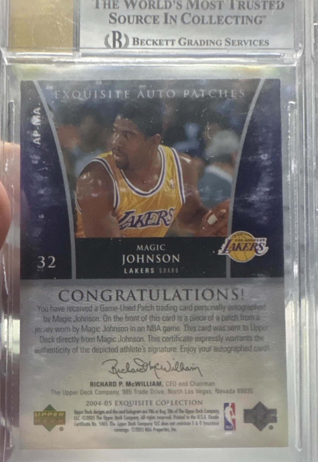 Upper Deck 2004-05 Exquisite Magic Johnson Auto Patch #AP-MA /100 BAS ...