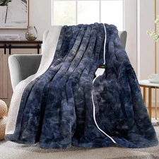 Electric Heated Throw Faux Rabbit Fur Blanket with 8 Heating Levels & 8 Hours Au