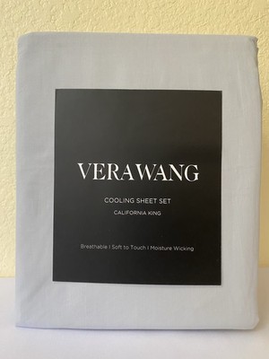 Vera Wang 4pc Cal King COOLING Sheet Set Gray 100% Cotton Breathable India NEW