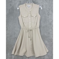 Nine West Dress Womens XS Chambray Fit & Flare Button Drawstring Summer Safari
