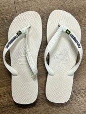 Havaianas White Logo Rubber Flip Flop Sandals Womens US 11 EU 43/44