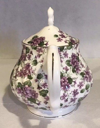 Grace Purple Lavender Violets Chintz Tea Pot - Picture 2 of 12
