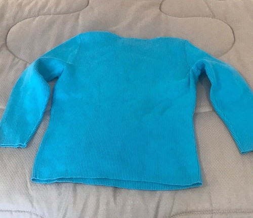 Carlisle Women Turquoise Blue Pullover Cotton Blend Sweater M - Picture 5 of 5