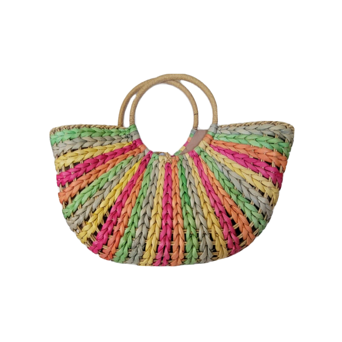 Straw Studios Colorful Rainbow Handbag Tote Beach Woven Summer