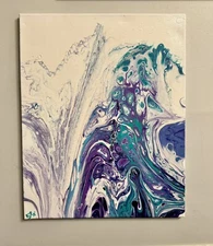 Original Abstract Art Acrylic Fluid Pour Painting On Canvas Wall Decor