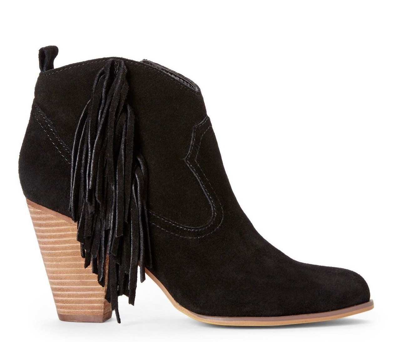STEVE MADDEN SHOES CIAN FRINGE BOOTIES BLACK SUEDE ANKLE BOOTS 9.5 $129