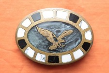 Vintage Johnson Held Hand Made Flying Eagle Inlay Western Belt Buckle