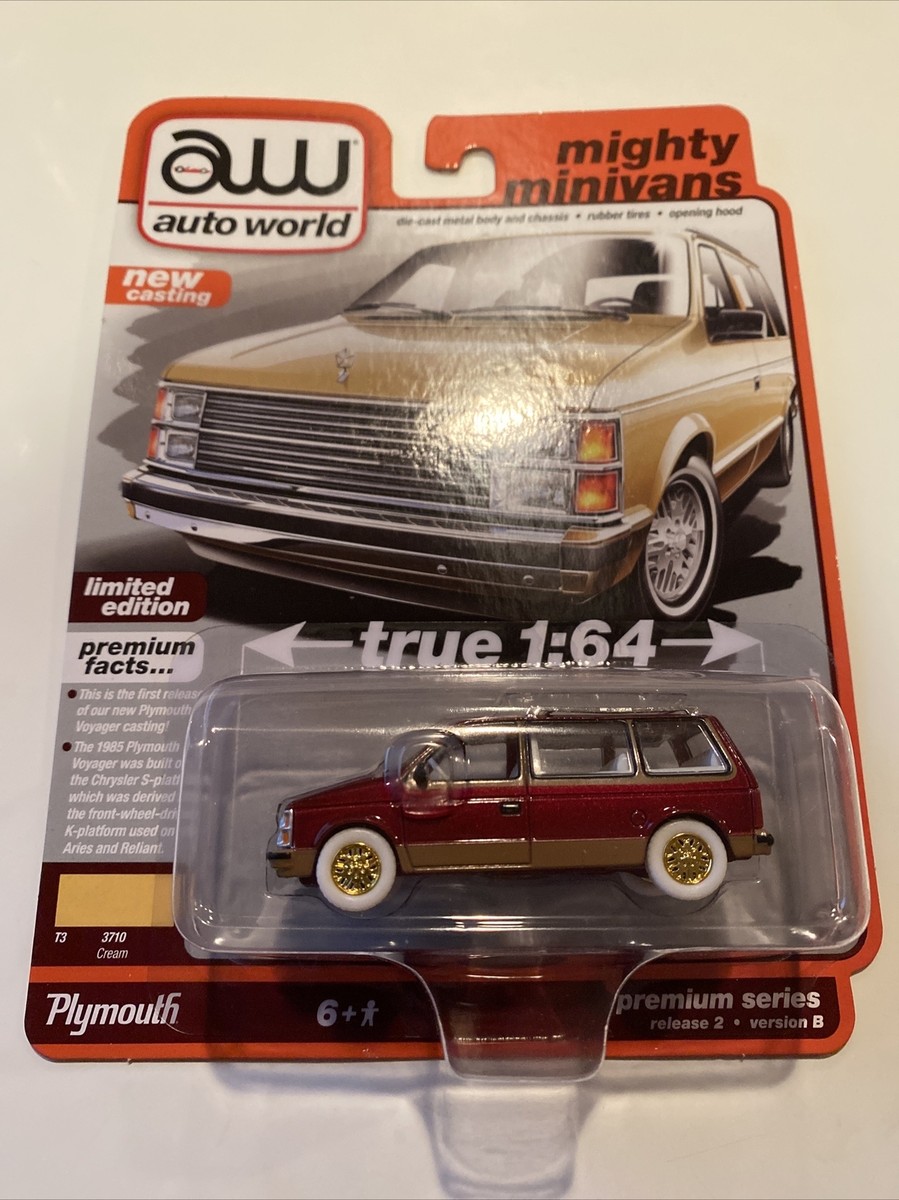 専用Dodge City Productions +８枚 Auto World Mighty Minivans 1985 Plymouth Voyager Ultra Red