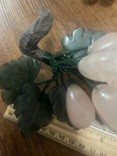 VTG Decorative Rose Quartz?glass Grape Cluster Stone Fruit Jade Apple 18 Pieces - Picture 16 of 23