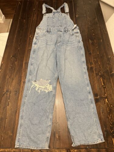 American Eagle Ripped Denim Baggy Dad Overalls, Size M, Brand New W Tags
