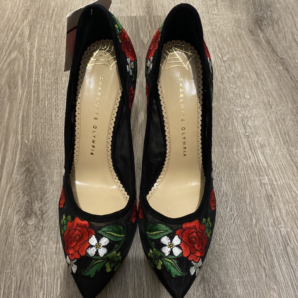 Charlotte Olympia 薔薇刺繍 スタッズ ブーツ New Charlotte Olympia Monroe Floral Roses Pumps Size 37.5 | eBay