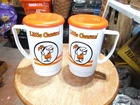 Vintage Little Caesars Pizza Coca Cola Whirley Industries Plastic 32 oz Mug/Lid