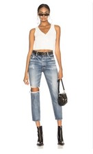 Moussy Vintage MV Marshall Boy Tapered Jeans Distressed Cropped Size 25