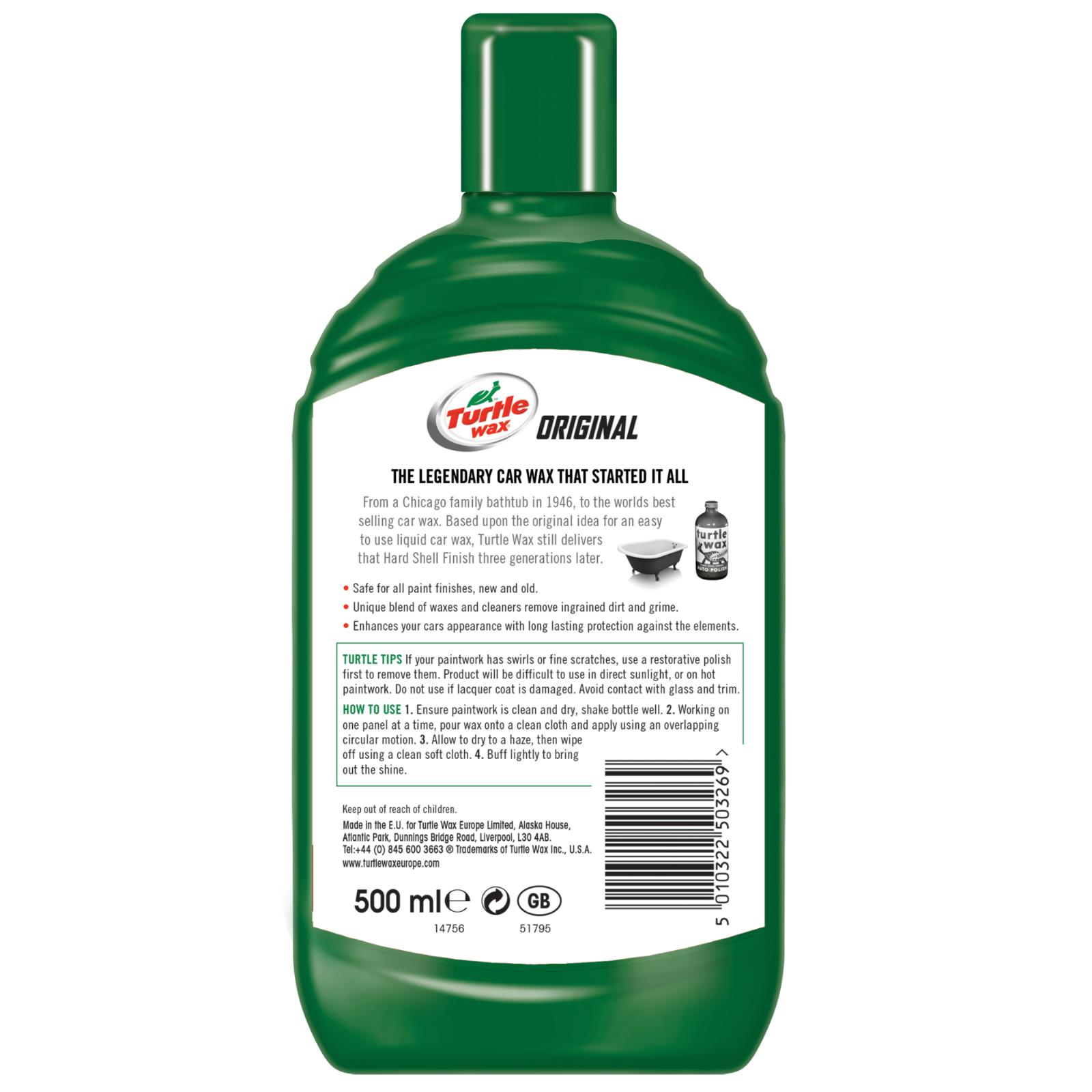 Turtle Wax Original Liquid Wax Hard Shell Shine Car Clean Deep 