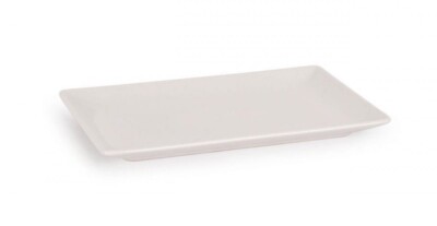 6er Box - Steingut rechteckig Elfenbein Beilagen Tapas Dessertteller 13x20cm