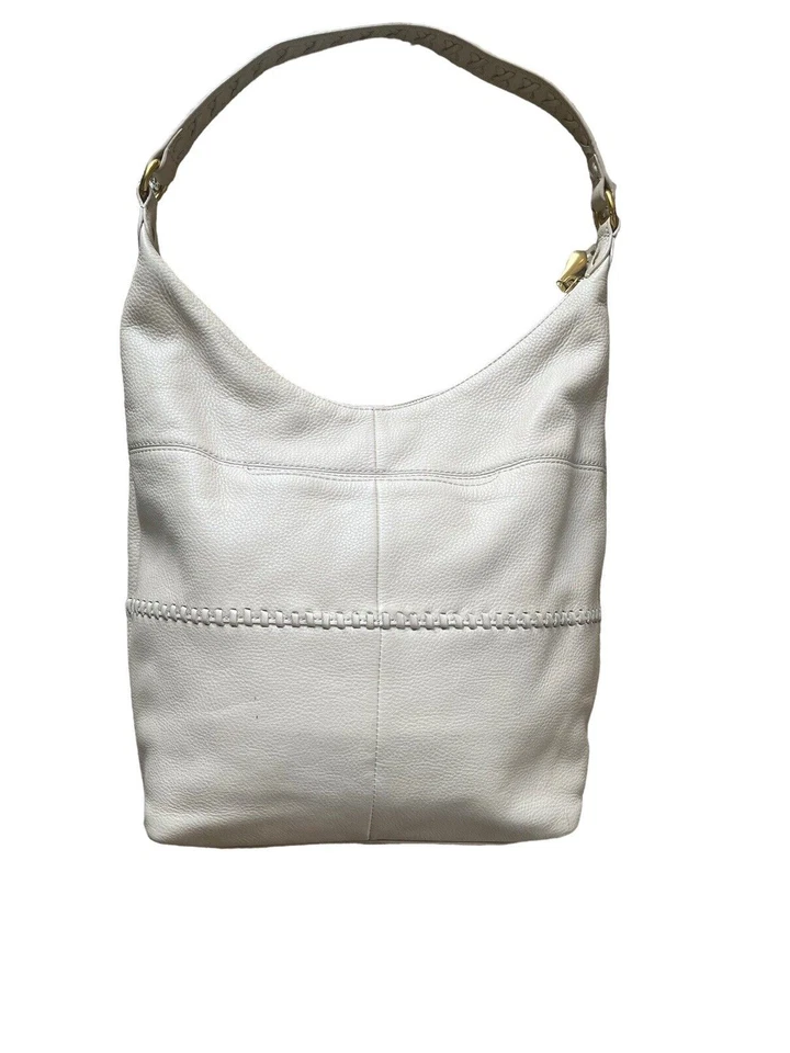 Bolso de Hombro Hobo Entwine Terciopelo Piel Guijarro Cuero Beige Polvo Foto 2 de 4