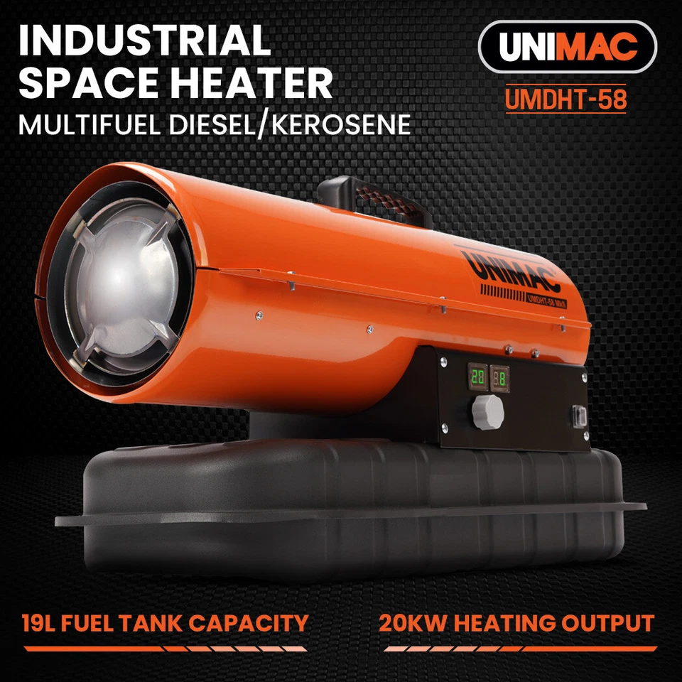 UNIMAC 20KW Industrial Space Heater Diesel Air Forced Blow Fan Portable Workshop