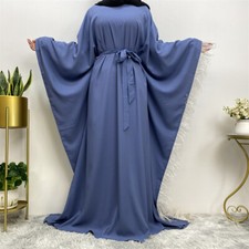 Batwing Sleeve Kaftan Women Muslim Long Dress Abaya Dubai Robe Modest Party Gown