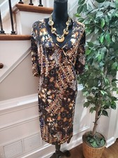 Cato Women's Multicolor Polyester V-Neck 3/4 Sleeve Knee Length Dress Size 22W