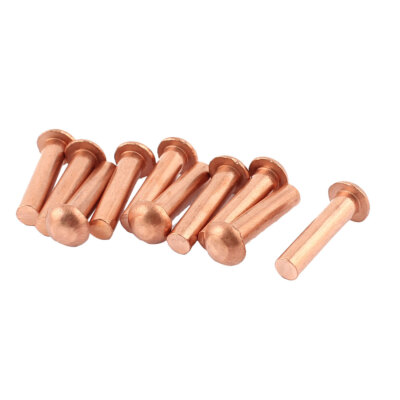 10 Pcs 1/4'' Diameter 1'' L Shank Copper Round Head Solid Rivets Fasteners