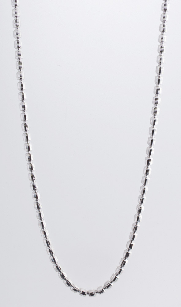 Унисекс Серебряный Тон 3 мм Бриллиантовой огранки из Стерлингового Серебра Бусины 24-дюймовая цепочка Ожерелье 20290₽