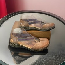 RIEKER Antistress Comfort Shoes Leather Brown/Beige Medallion Size 8/39