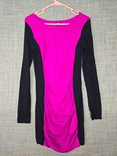 Express Womens Dress Long Sleeve Pink Black Small Petite Knee Length